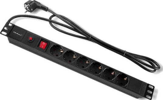 Qoltec 53993 Overspenningsvern for rack 19" 1U 16A PDU 6xSchuko 2m