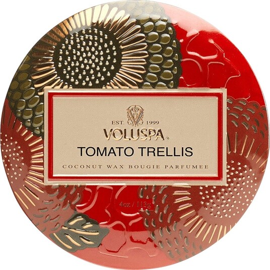 Voluspa Tomato Trellis Mini Tin Candle 25H Rød