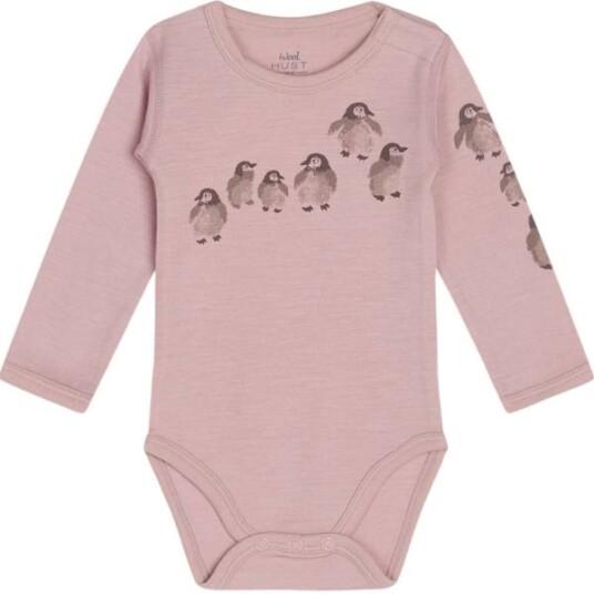 Hust&Claire ull Hust & Claire body i ull med pingviner Shade rose Hust&Claire ull Hust & Claire body i ull med pingviner Shade rose