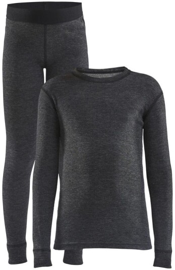 Craft Core Wool Merino Set Junior Undertøy pakke Black Melange 122/128