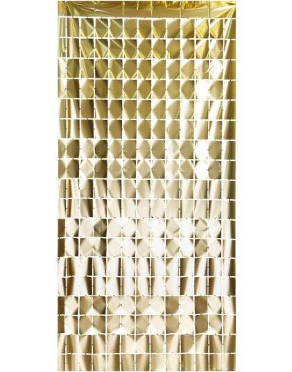 Partydeco Gull Rutete Metalisk Partygardin/Glittergardin 100x200 cm