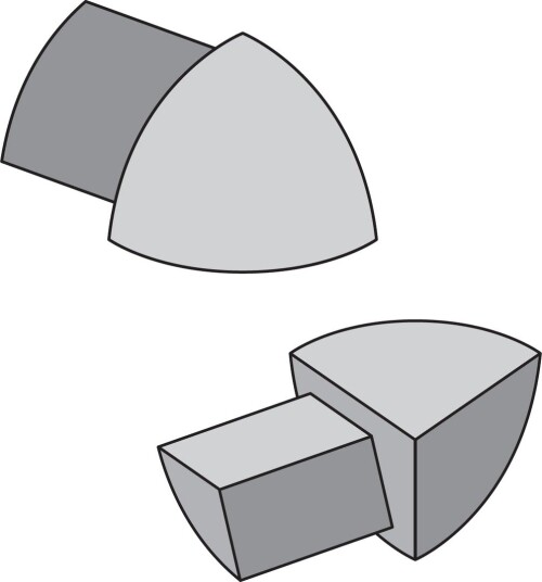 GENESIS 3-VEIS UTVENDIG HJØRNESTYKKE 12MM MATT ALU 4PK.