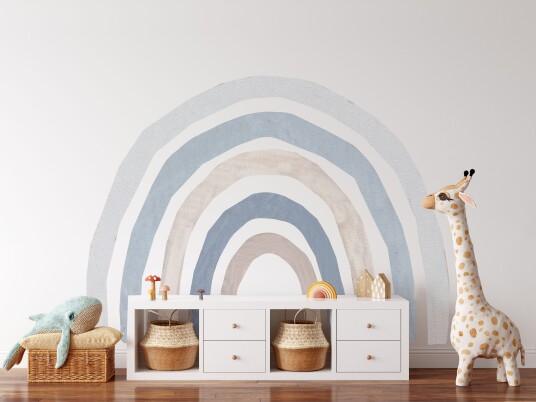 Wallstickers Mega regnbue blå akvarell