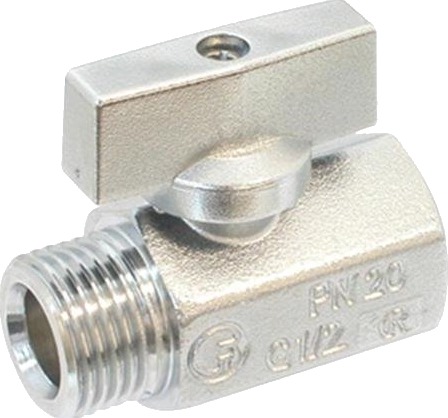 Mini 581 Ventil Rødgods Muffe/Nippel 1/2" Kraftig Model