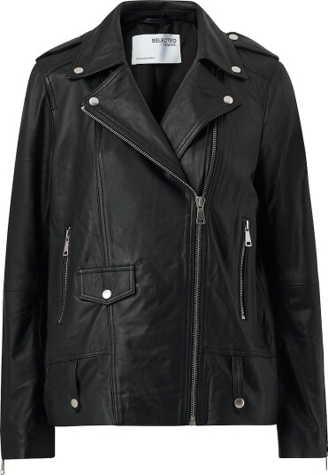 Selected Women   Skinnjakke slfMadison Leather Jacket Noos   Svart