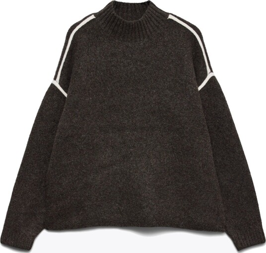 Vero Moda Boom Long Sleeve Highneck Piping Pullover Brun XS