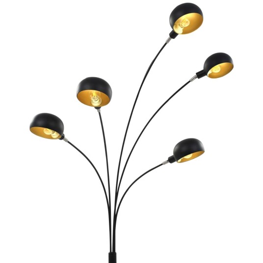 vidaXL Stående lampe 200 cm 5 x E14 svart og gull