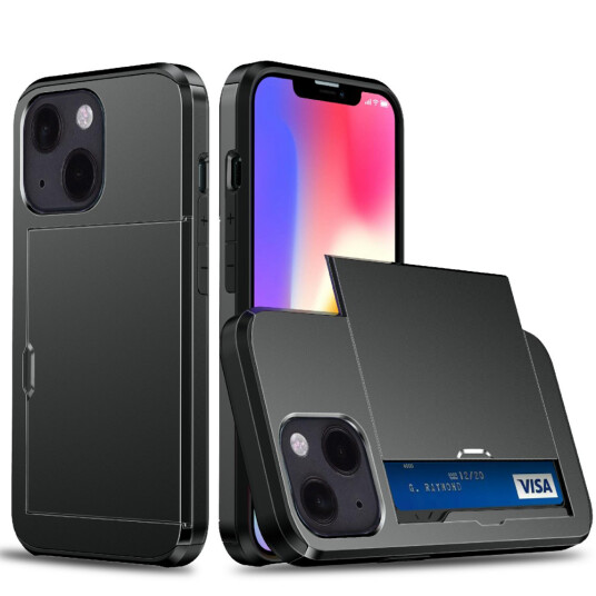 INCOVER iPhone 13 Mini Drop Proof Deksel m. Lommebok - Svart