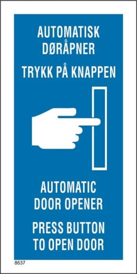 Automatisk Døråpner Informasjonsskilt 10x20cm