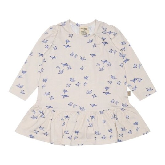 Petit Piao Kjole Gather Printed Blue Bird