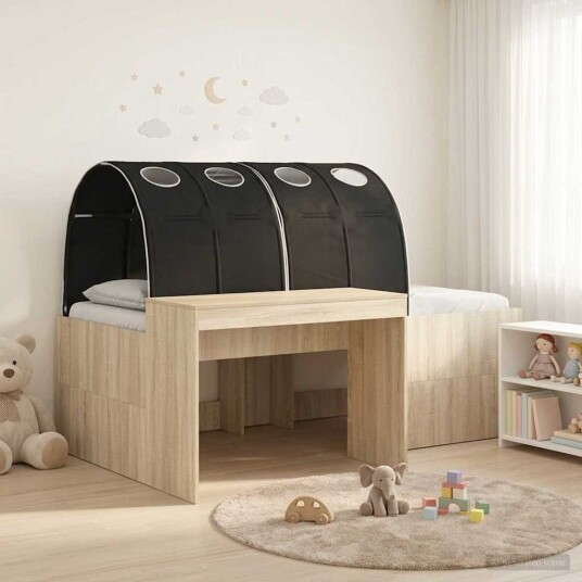  Seng med tunnel 4 pcs Sonoma eik og svart Konstruert tre
