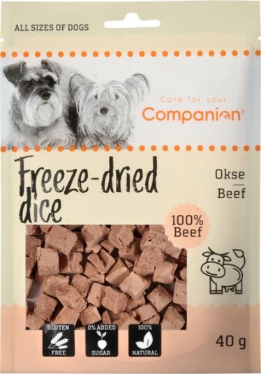 Companion Frysetørkede Okse Terninger 40g - Naturlig Hundegodbit Companion Frysetørkede Okse Terninger 40g - Naturlig Hundegodbit