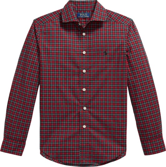 Ralph Lauren Kids Plaid Cotton Poplin Shirt Red 150 161