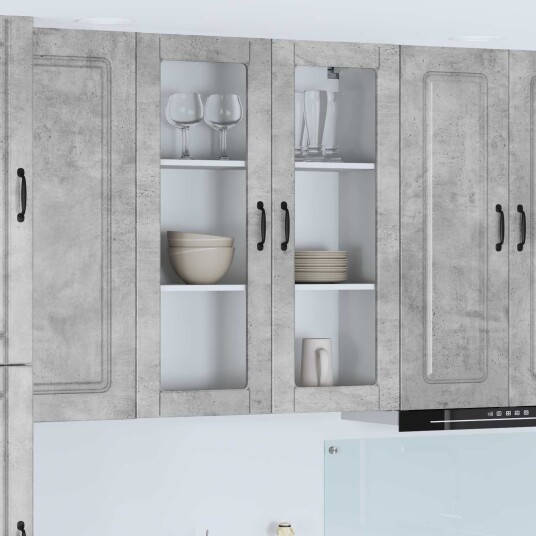  Kjøkkenskap med hylle Betonggrå 80 x 31 x 100 cm Konstruert tre