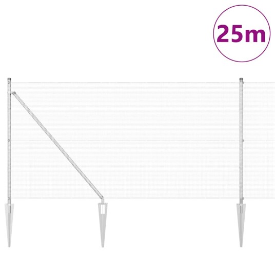 Sveiset Trådgjerde med 13 Spike Poster 1x25 m Galvansisert Stål