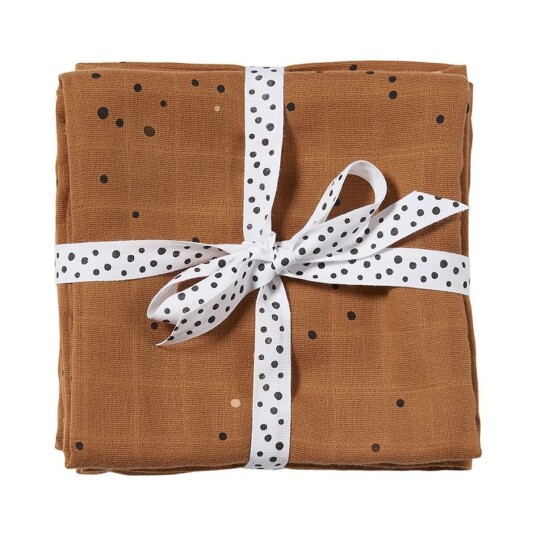 Done by Deer Svøpeteppe 2pk Dreamy dots Mustard