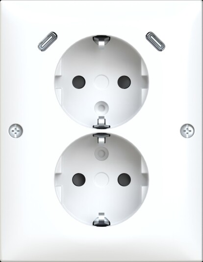Abb Stikkontakt Saga 402Ee2USBc-916 Hjørne, 2-Veis, 2 X USB-C