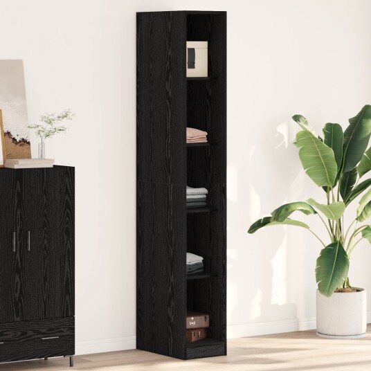 Svart Eik Garderobe 30 x 50 x 200 cm laget av solid tre.