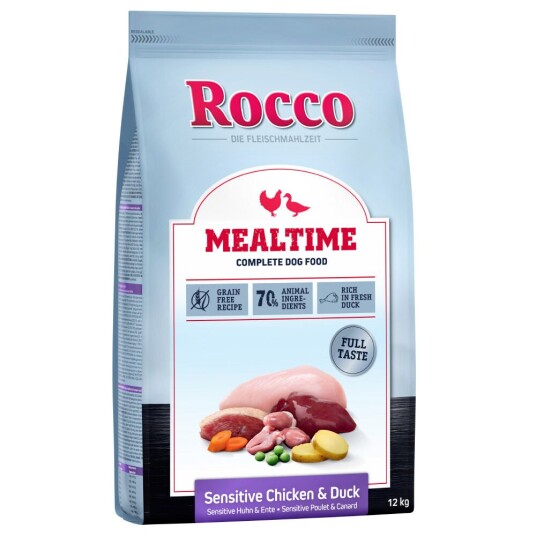 Rocco 10 + 2 Gratis! 12 kg Mealtime Tørrfôr Sensitive: Kylling & And
