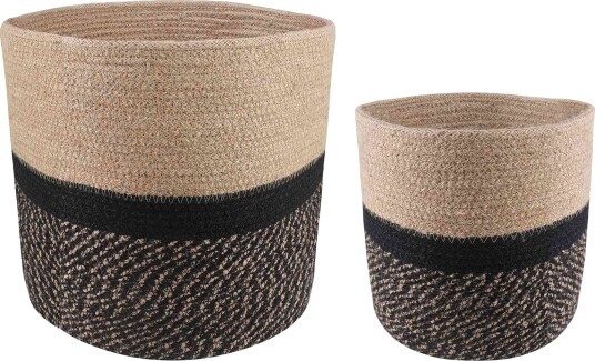 vidaXL Plantepotte Sett 2 pcs Naturlig og svart Ø 28 x 28 cm