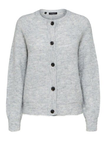 Selected Femme Lulu LS Knit Short Cardigan - Light Grey Melange XL