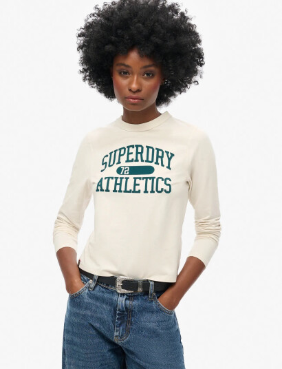 Superdry Athletic Ringer Slim L/S Top Cream 16 Superdry Athletic Ringer Slim L/S Top Cream 16