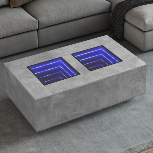 Salongbord med Infinity LED betonggrå 116x69x40 cm 3284059