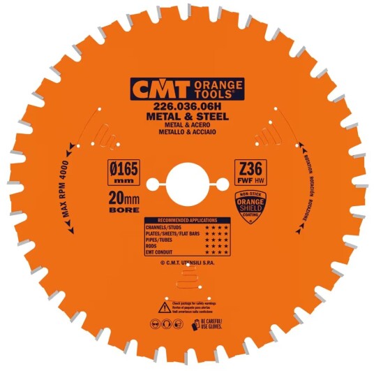 Sagblad for metall CMT 226; 165x1,5x20; Z36; 0°