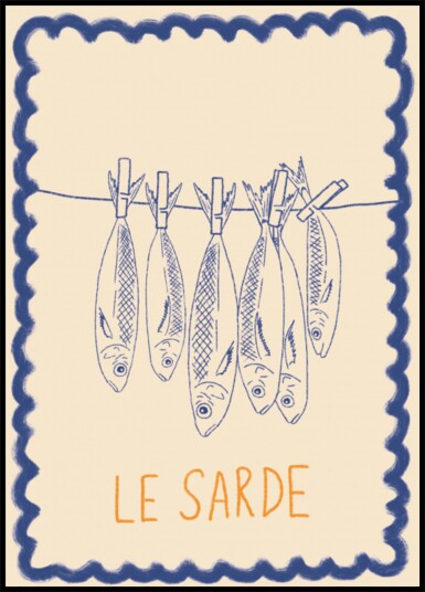 Rustic Sardines Illustration Plakat / 100x150