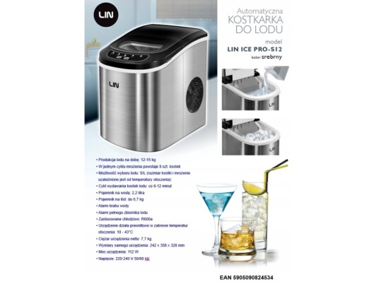 Lin Bærbar Ismaskine Ice Pro-S12 Sølv Lin Bærbar Ismaskine Ice Pro-S12 Sølv