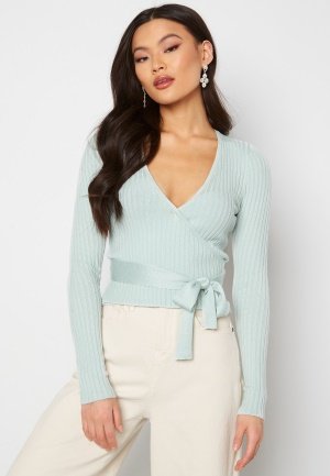 BUBBLEROOM Enea knitted wrap top Light mint XL