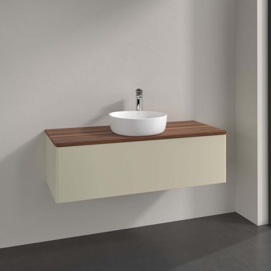 Villeroy & Boch Antao Servantskap med 1 skuff 120x50x36 cm u/lys Grå Matt/Valnøtt Villeroy & Boch Antao Servantskap med 1 skuff 120x50x36 cm u/lys Grå Matt/Valnøtt