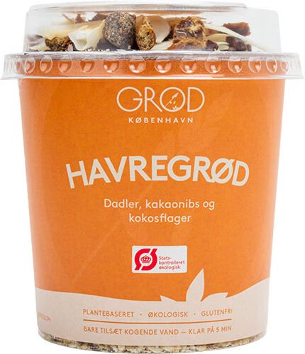 GRØD Havregrøt med dadler, kakaonibs & kokosflak Øko - 71 g GRØD Havregrøt med dadler, kakaonibs & kokosflak Øko - 71 g
