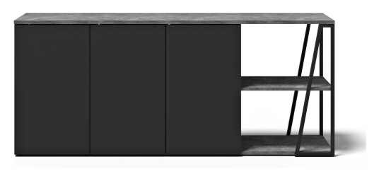 Temahome Albi Skjenk, Betong/Svart metall, 190x45x81 Unoliving