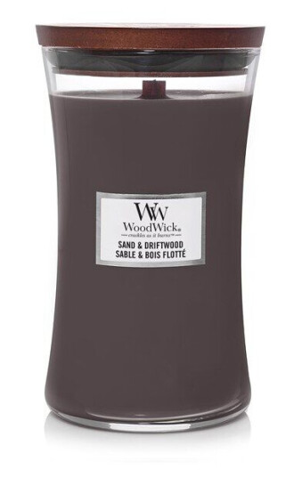 WoodWick Scented candle with wooden lid - Sand & Driftwood