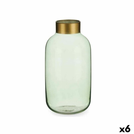 Gift Decor Vase Grønn Gyllen Glass 14,5 X 29,5 X 14,5 Cm (6 Enheter)