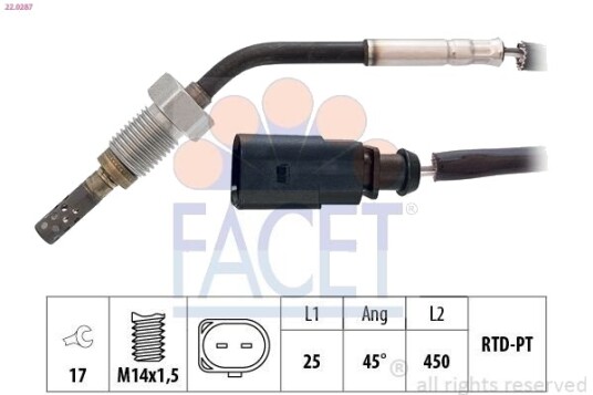 Sensor, eksostemperatur FACET 22.0287