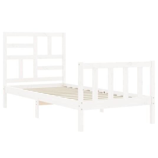 vidaXL Sengeramme med hodegavl hvit 2FT6 liten enkel heltre 8720845982072