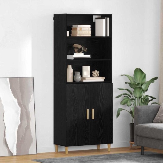  Høyskap Svart Eik 69,5 x 34 x 180 cm Konstruert tre