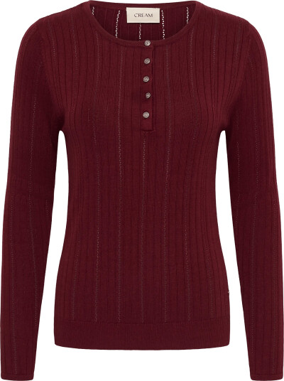 Cream Crpeloa Knit Blouse Burgundy M