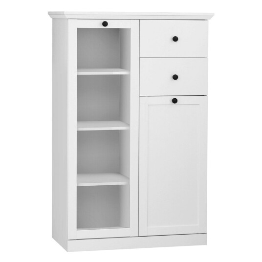 BrandsonBaxter vitrineskap 81 x 129 cm 2 dører, 2 skuffer hvit .