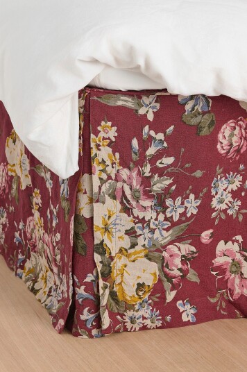 Ellos Home Sengekappe Candice Rose i vasket lin 52 cm Rød