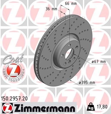 Bremseskive ZIMMERMANN 150.2957.20