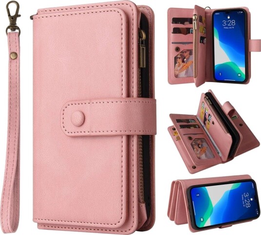 Trolsk Lommebokdeksel for 15 Kort (iPhone 14 Pro Max) Rosa