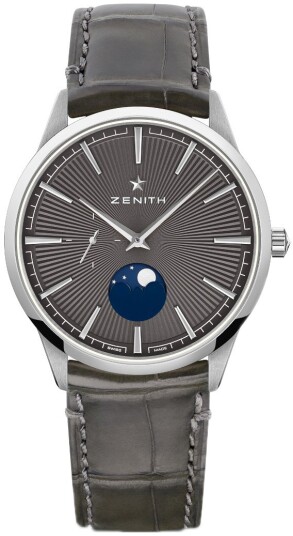 Zenith Herreklokke 03.3100.692 03.C923 Elite Moonphase Grå/Gummi