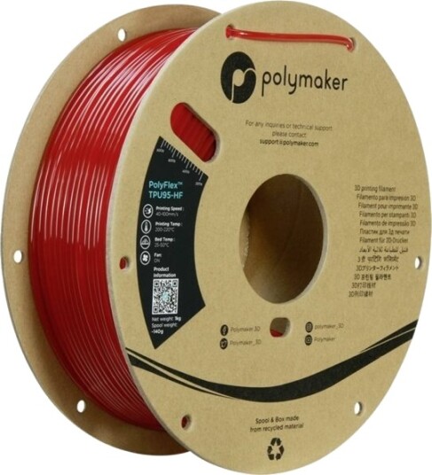 Polymaker PolyFlex TPU95-HF Filament 2.85 mm 1000 g Rød PD03008