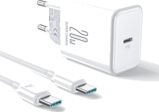 Nextbatt Hurtiglader for Samsung 20W USB-C strømadapter + kabel 1m, 3A Hvit