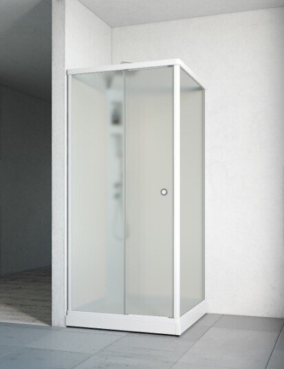 Macro Flow Front Dusjkabinett, m/armatur 91x91 cm, Hvit/Ice glass, Hvit bakvegg