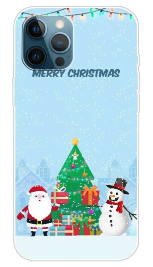 INCOVER iPhone 15 Pro Fleksibelt Plast Jul Deksel - Merry Christmas - Julenissen og Snømannen