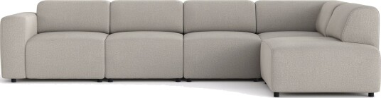 Torvasen 5 seters sofa med divan høyre i stoff Lys grå
